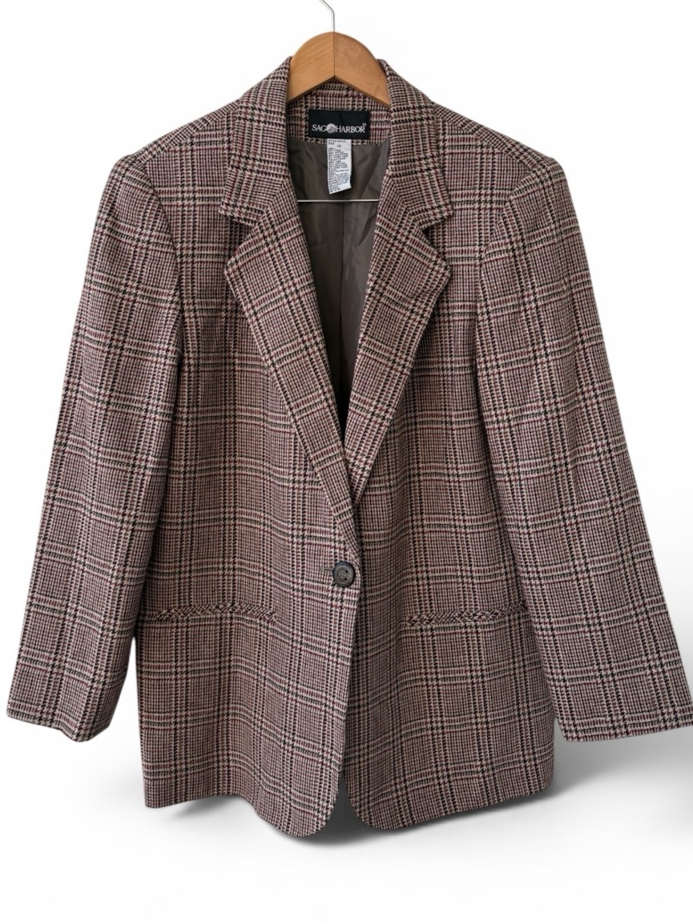 Vintage Sag Harbor Wool Blend Plaid Blazer Women’s Size 10 Jacket